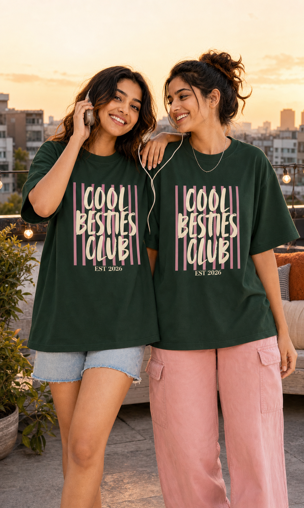 Cool Besties Club Unisex Matching T-Shirts – 04 Bottle Green