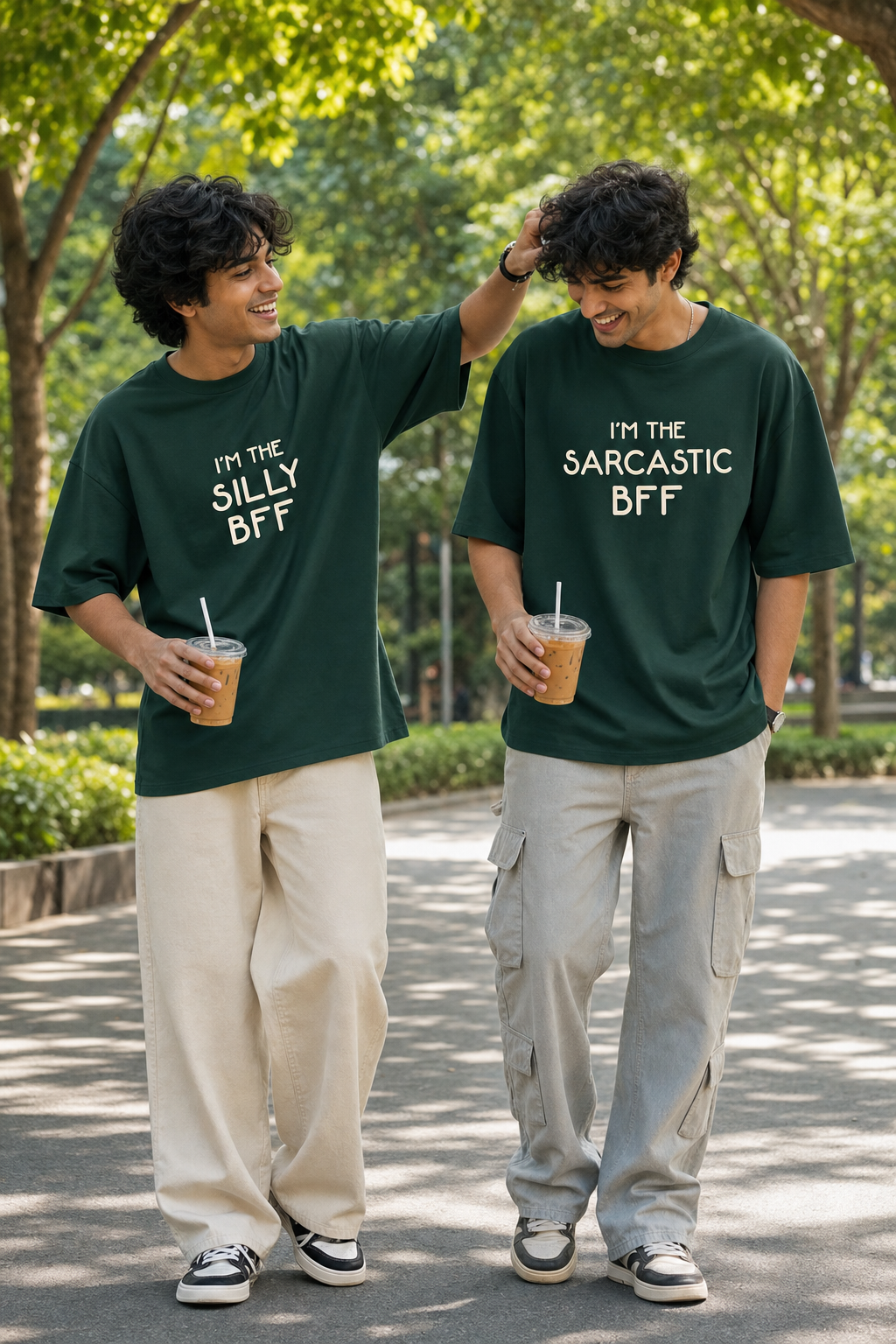 Sassy BFF / Silly BFF / Sarcastic BFF Unisex Matching T-Shirts – 04 bottle green bff lifestyle