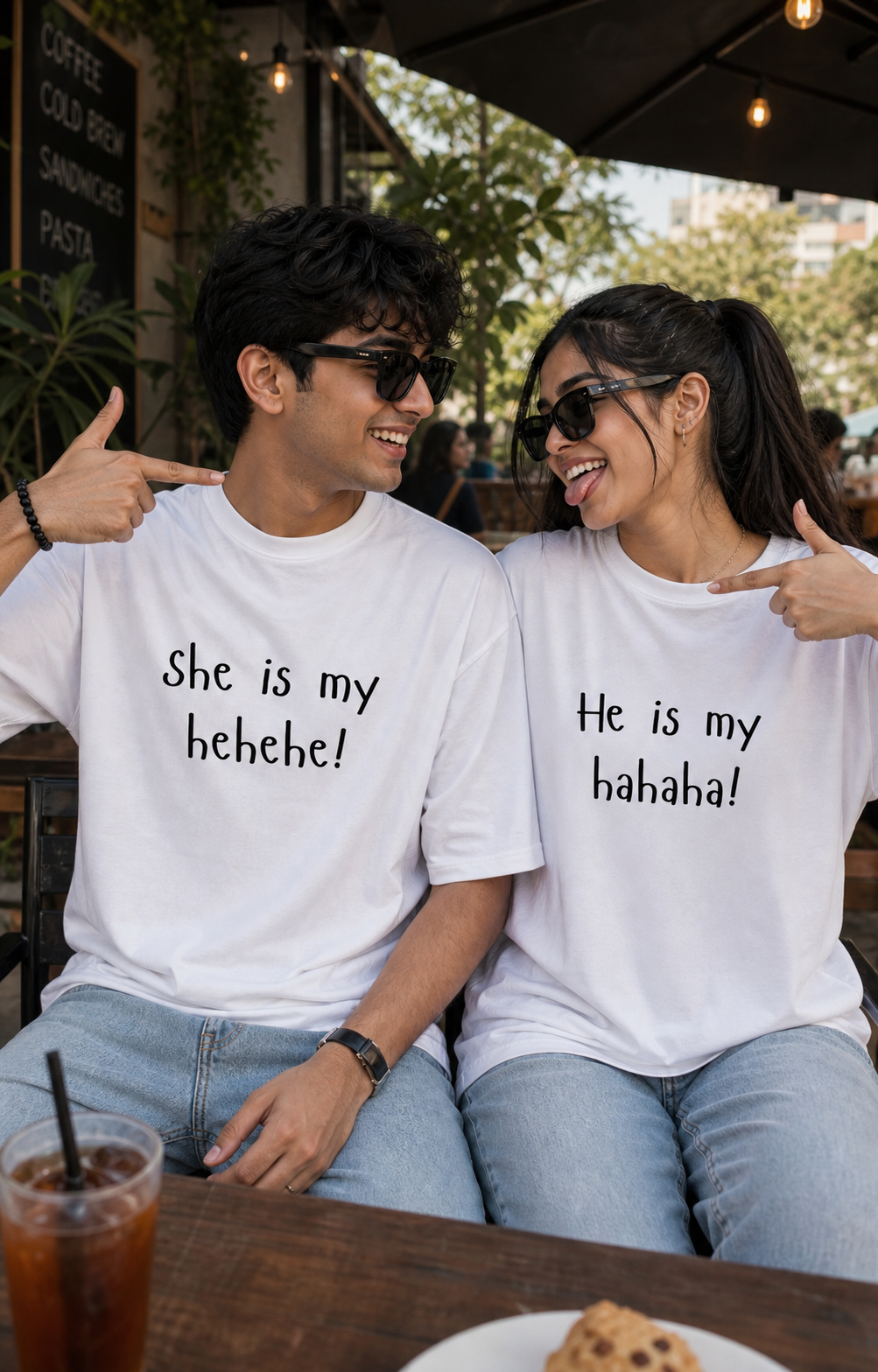 HEHEHE / HAHAHA PERSONALISED UNISEX T-SHIRTS - MATCHING SET