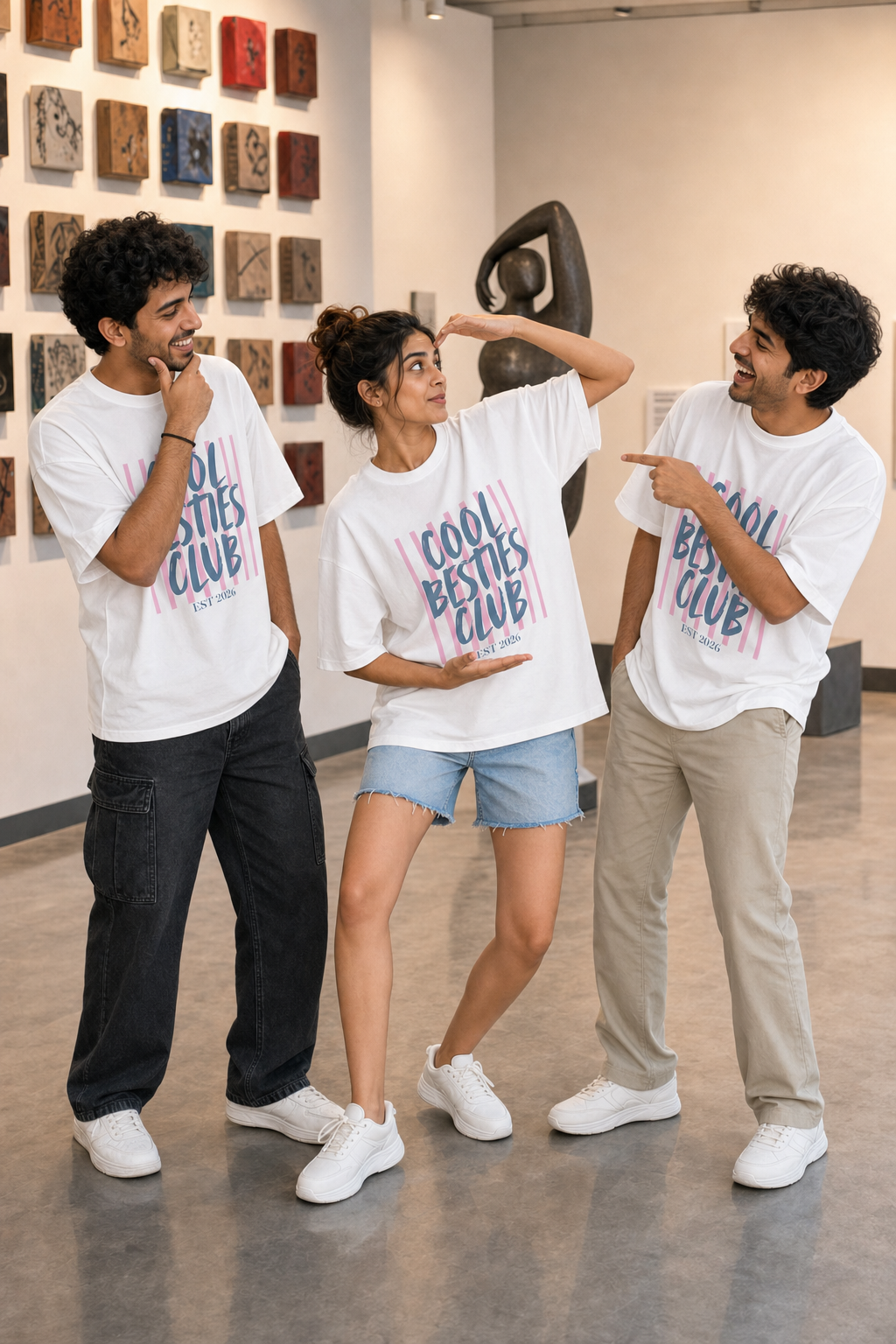Cool Besties Club Unisex Matching T-Shirts – 06 Warm Off White Friends