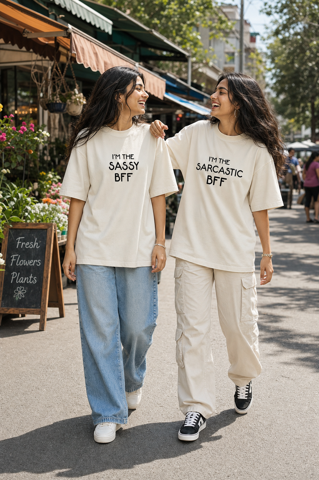 Sassy BFF / Silly BFF / Sarcastic BFF Unisex Matching T-Shirts – 06 warm off white bff lifestyle