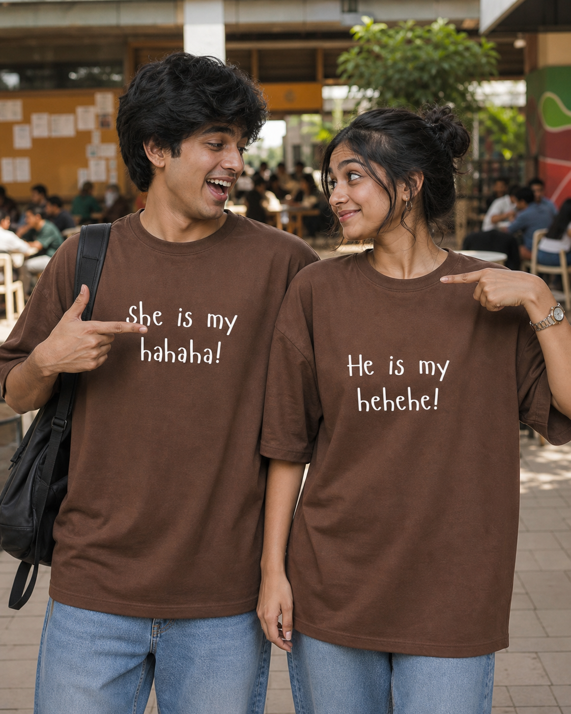 HEHEHE / HAHAHA PERSONALISED UNISEX T-SHIRTS - MATCHING SET