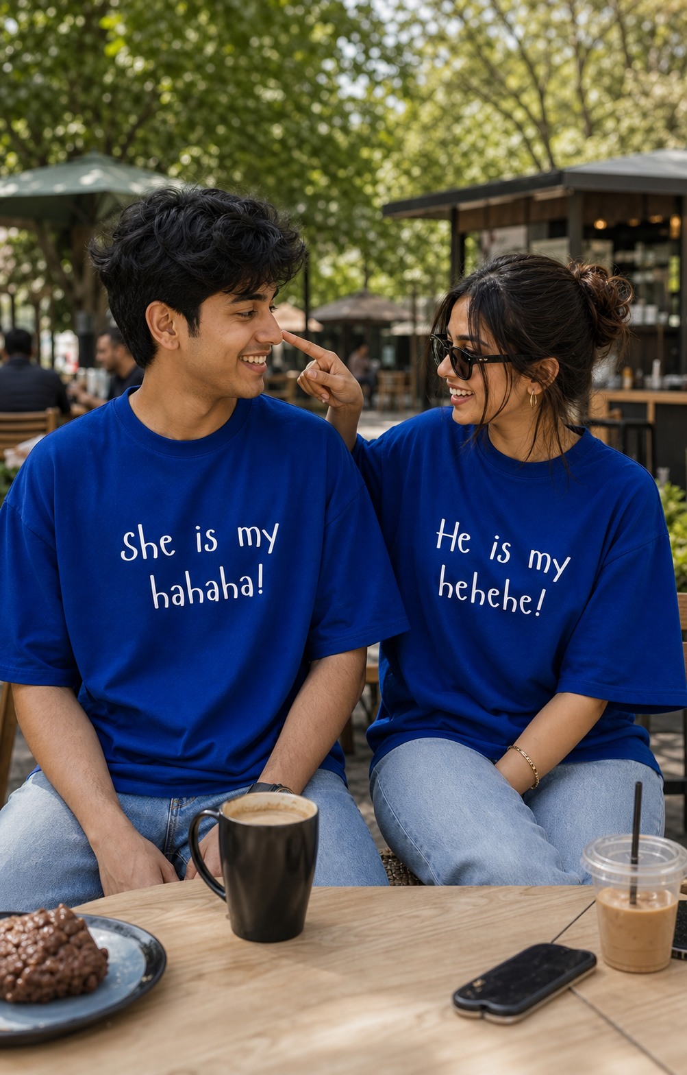 HEHEHE / HAHAHA PERSONALISED UNISEX T-SHIRTS - MATCHING SET