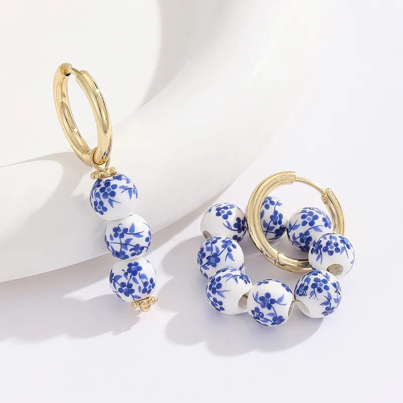 Flower Porcelain Hoops