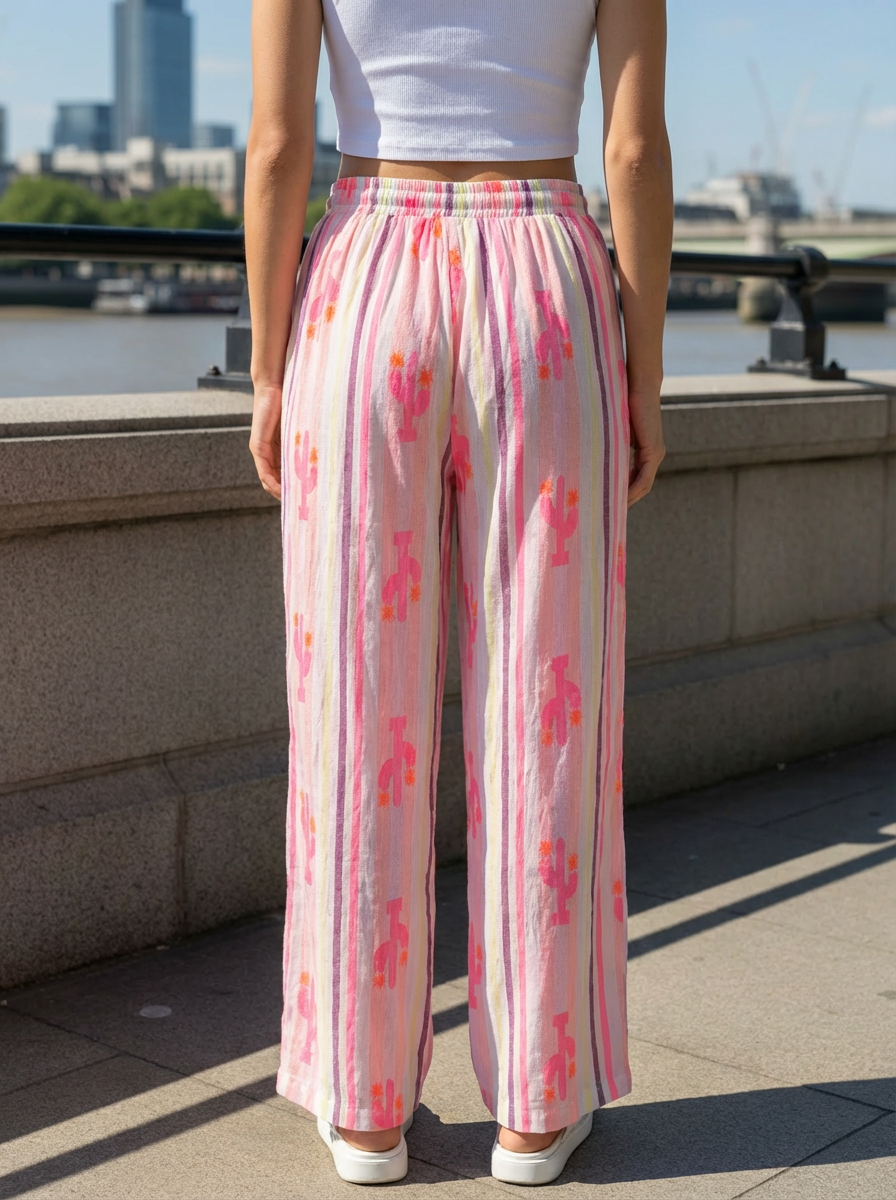 Watercolour Cacti Flow Trousers