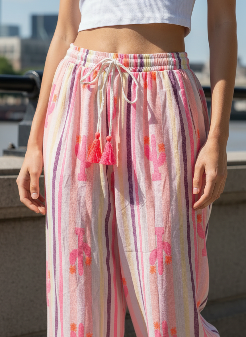Watercolour Cacti Flow Trousers