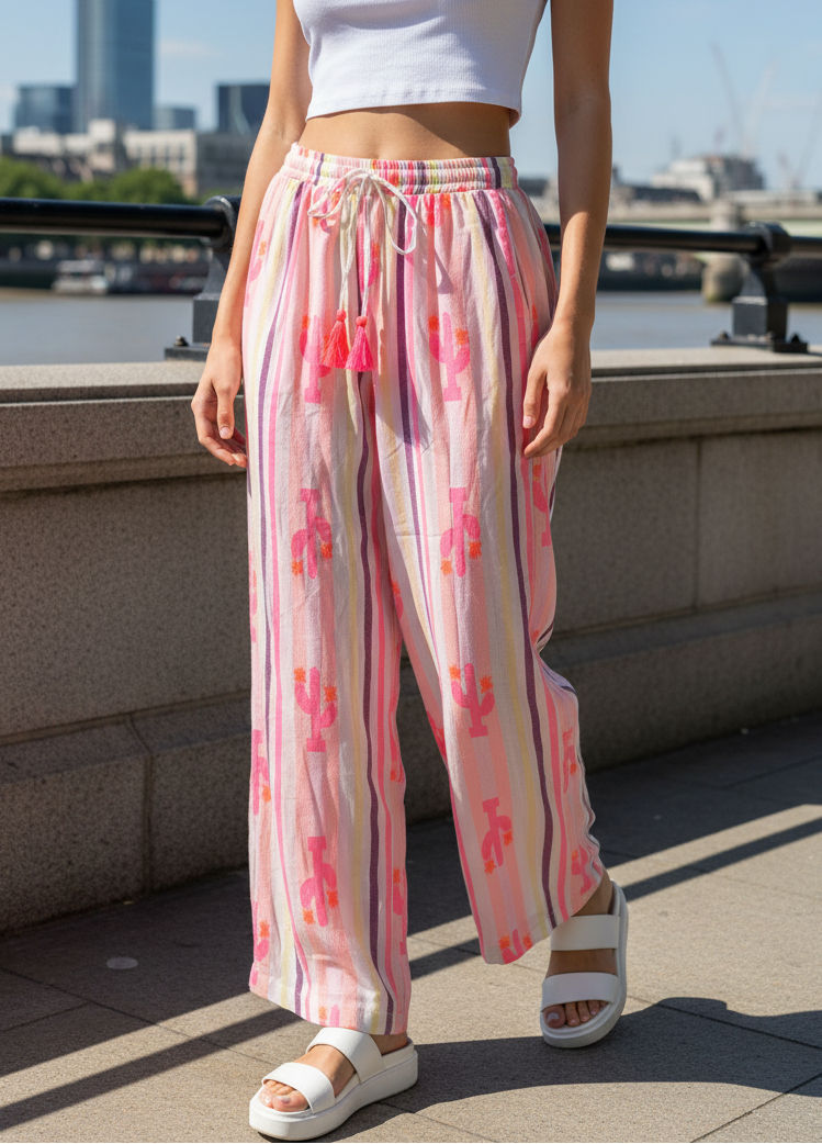 Watercolour Cacti Flow Trousers