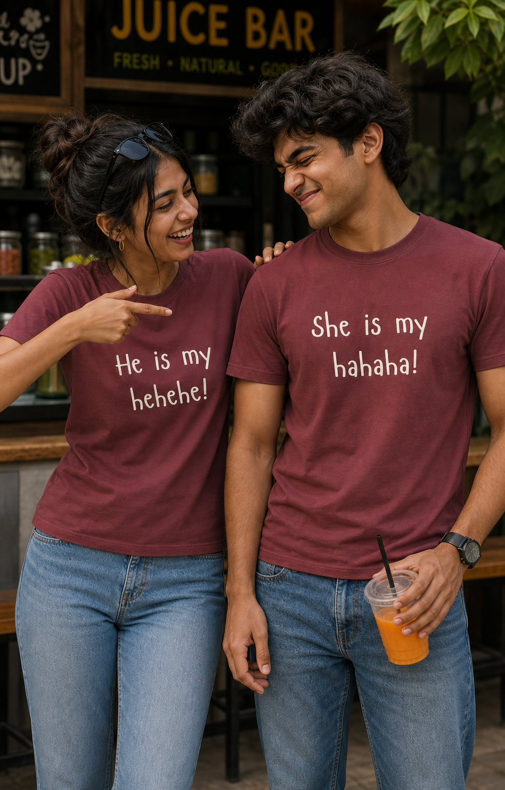 HEHEHE / HAHAHA PERSONALISED UNISEX T-SHIRTS - MATCHING SET