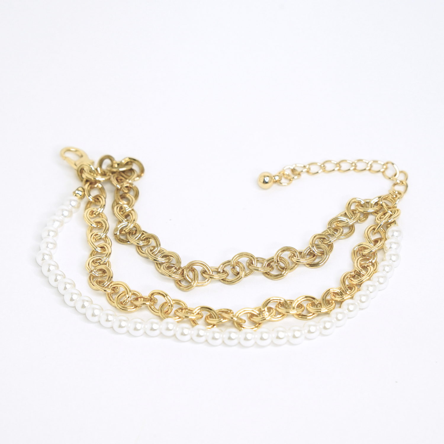 Pearl and Chain Bracelet Stack
