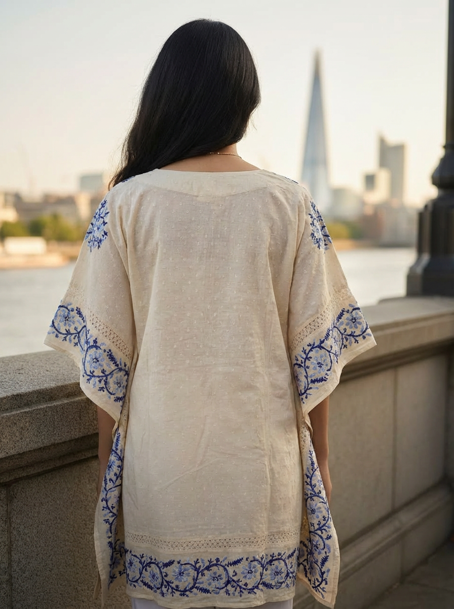 Artisan Bloom Swiss Dot Kaftan Top