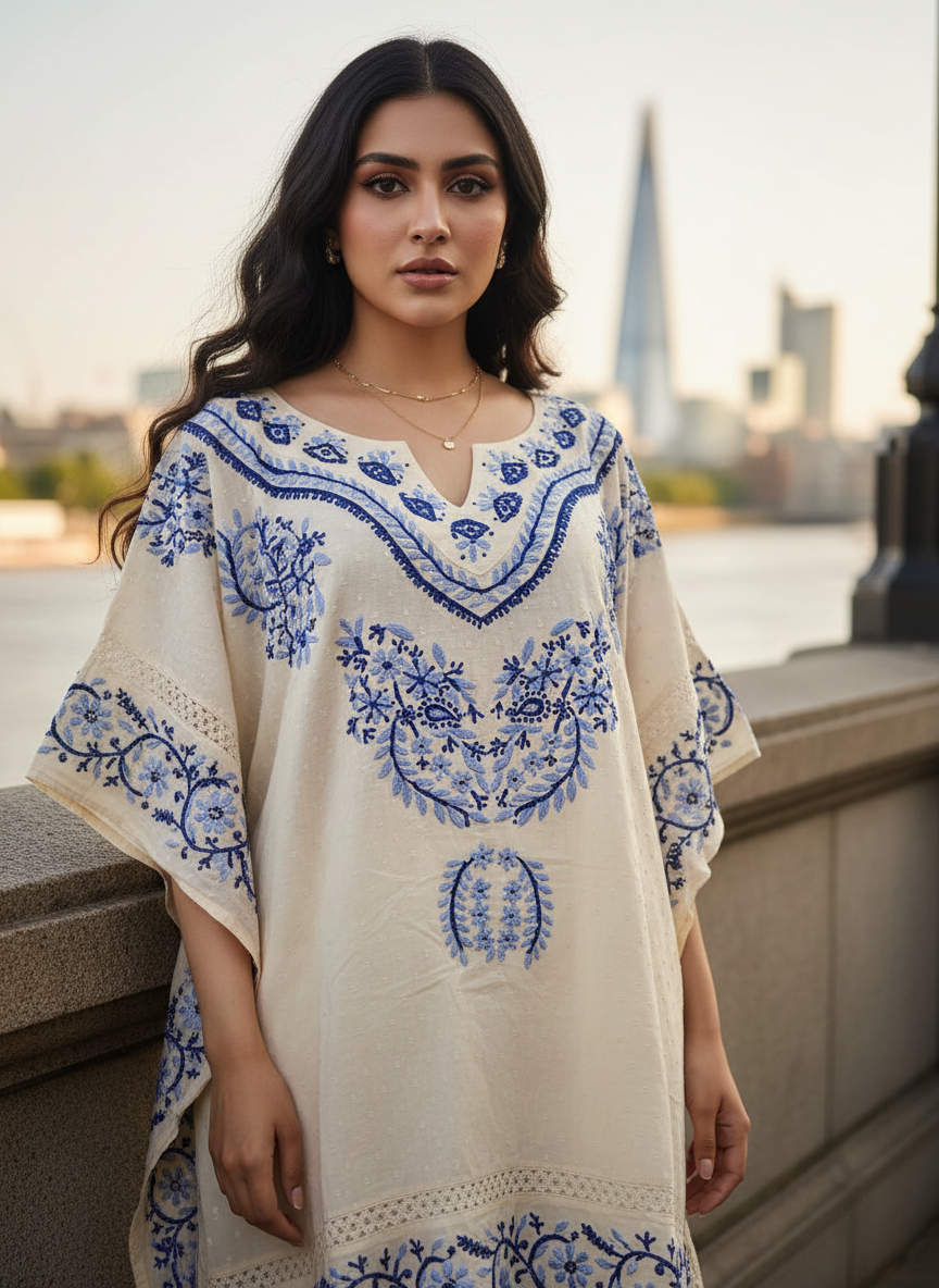 Artisan Bloom Swiss Dot Kaftan Top