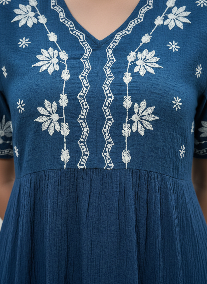 Azure Eden Embroidered Flow Dress