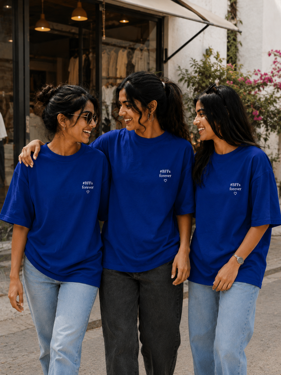 #BFFs Forever Women's Matching T-Shirts – Oversized, Royal Blue, front view