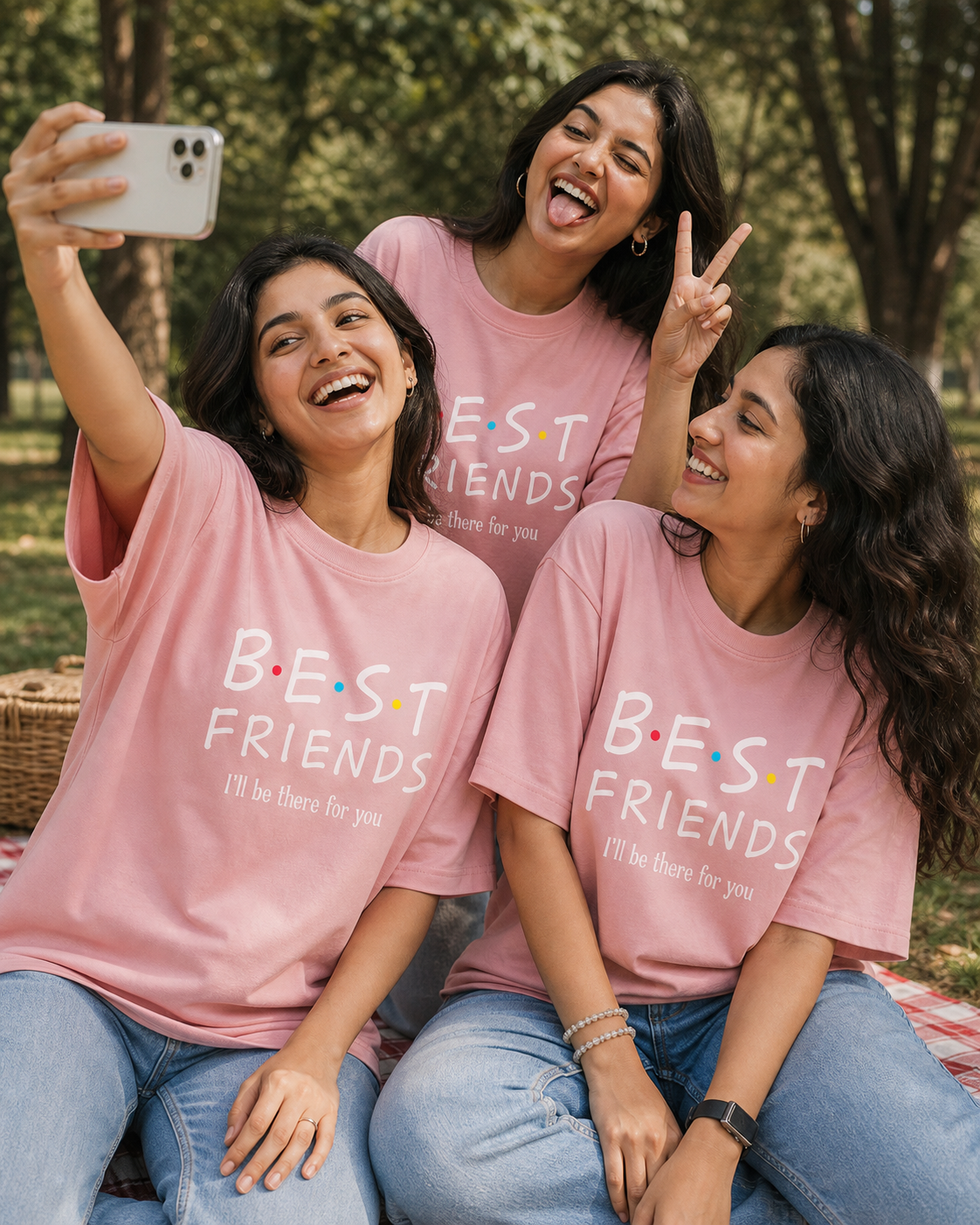 B.E.S.T F.R.I.E.N.D.S – I'll Be There for You Unisex Matching T-Shirts – Best Friends I ll be there for you Oversized Baby Pink
