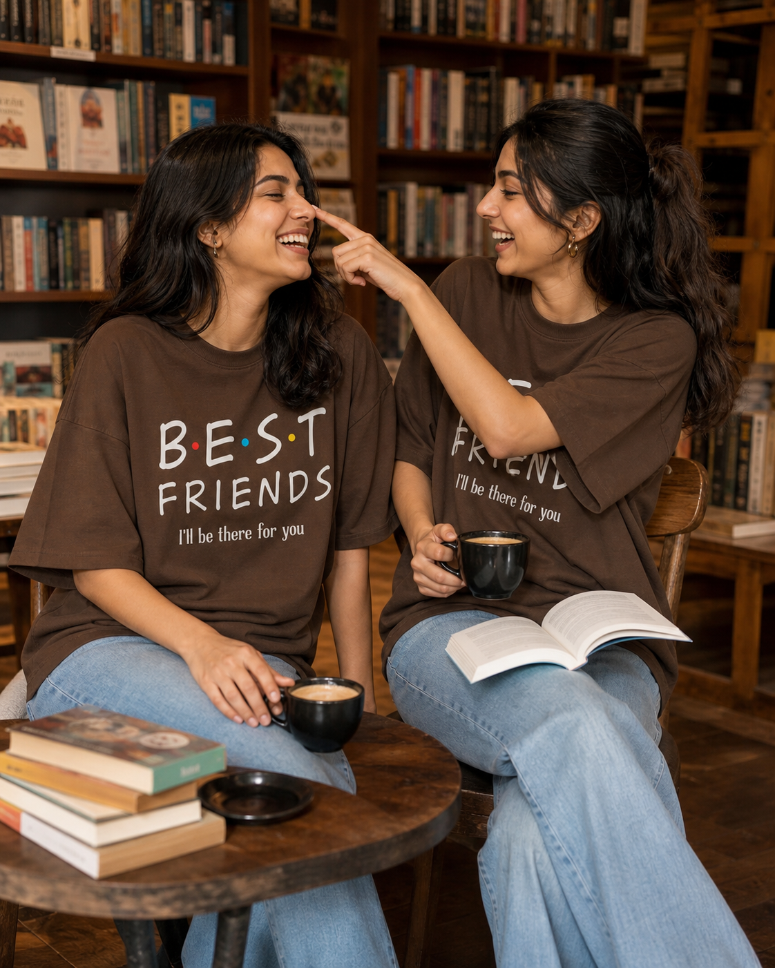 B.E.S.T F.R.I.E.N.D.S – I'll Be There for You Unisex Matching T-Shirts – Best Friends I ll be there for you Oversized Coffee Brown