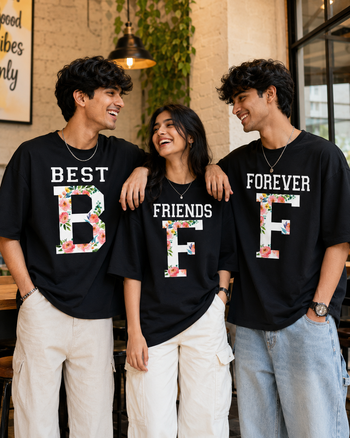 Best Friends Forever (BFF) Unisex Matching T-Shirts – Best Friends Forever Black Oversized