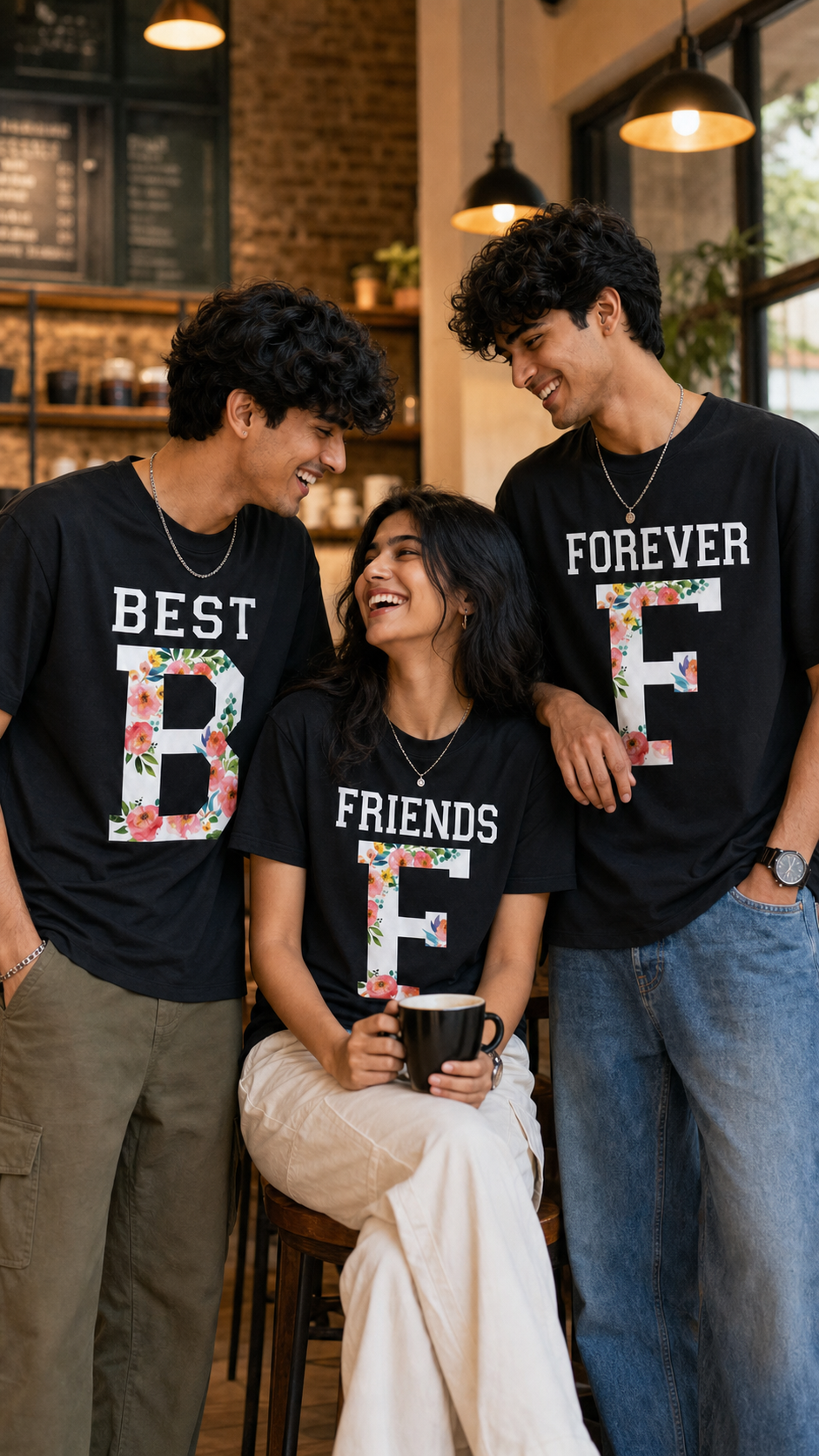 Best Friends Forever (BFF) Unisex Matching T-Shirts – Best Friends Forever Black Oversized Black