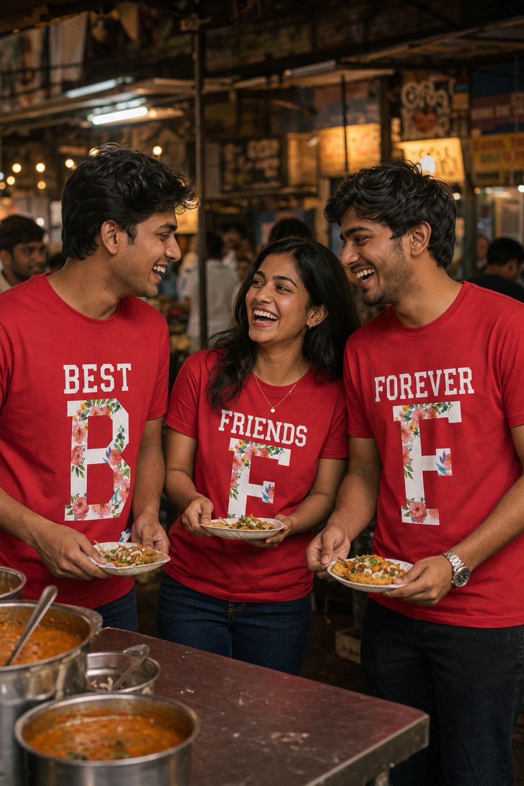 Best Friends Forever (BFF) Unisex Matching T-Shirts – Best Friends Forever Black Oversized Red