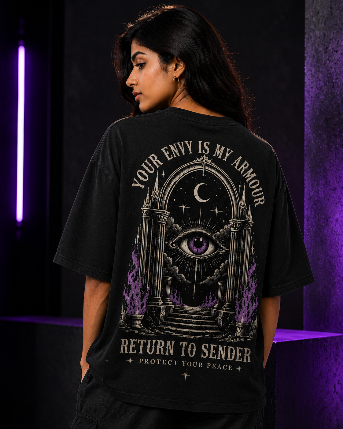 Return To Sender Evil Eye Unisex Oversized Tee