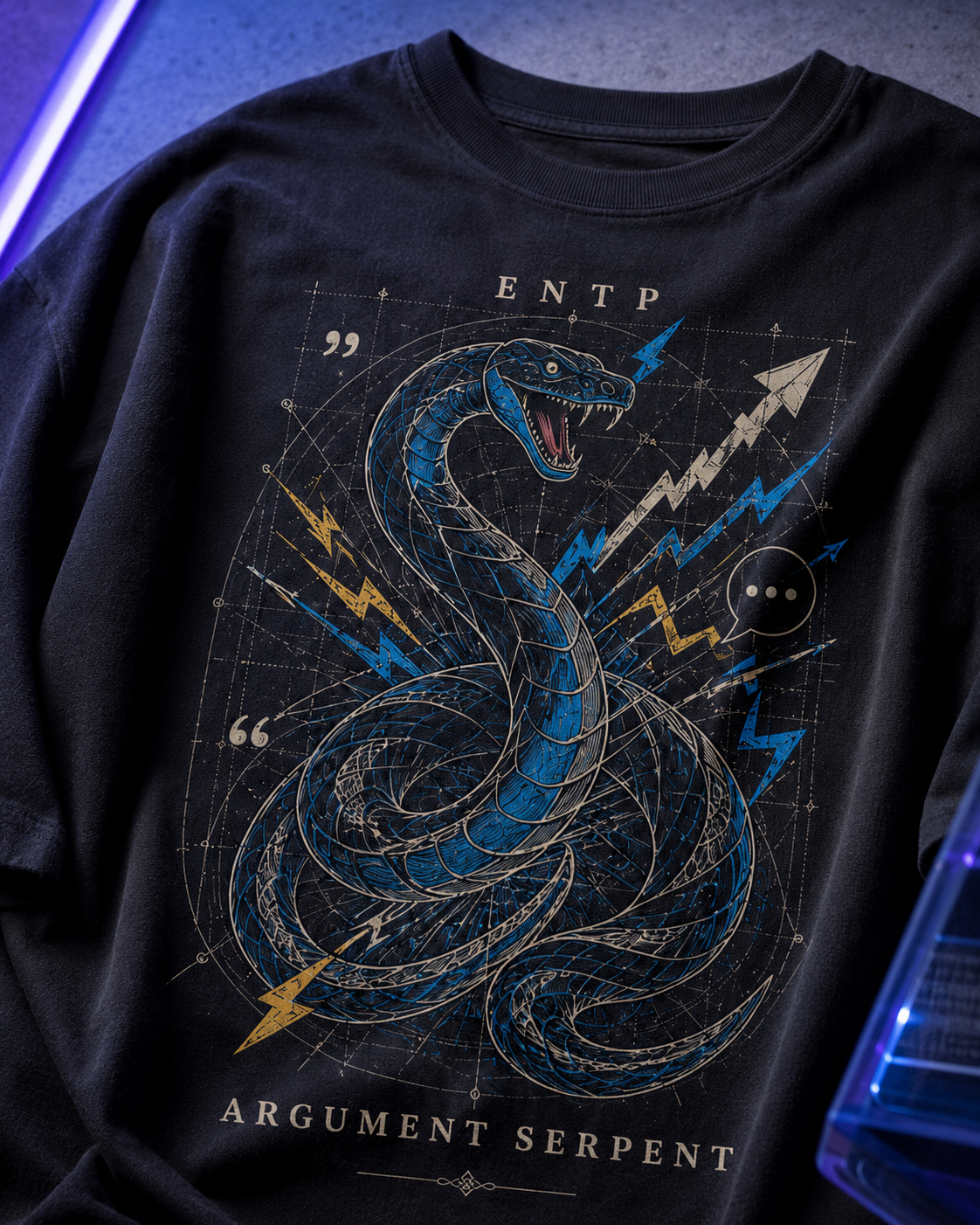 ENTP Argument Serpent artwork close-up in Black - oversized 240 GSM French Terry t-shirt