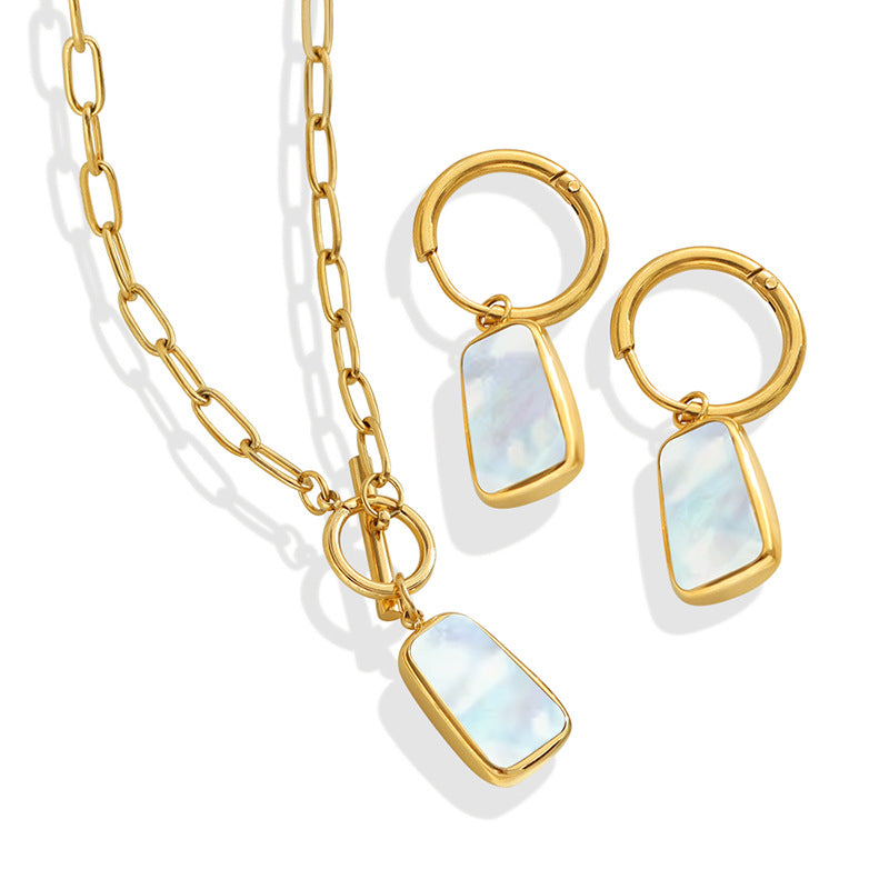 White Shell Pendant with Chain