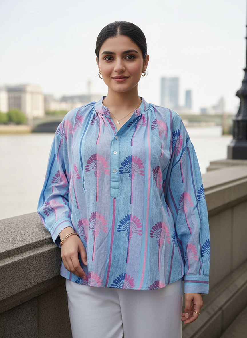 Mirage Botanical Draped Blouse