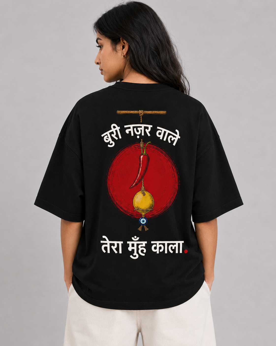 Mirchi Nazar Totka Oversized T-Shirt