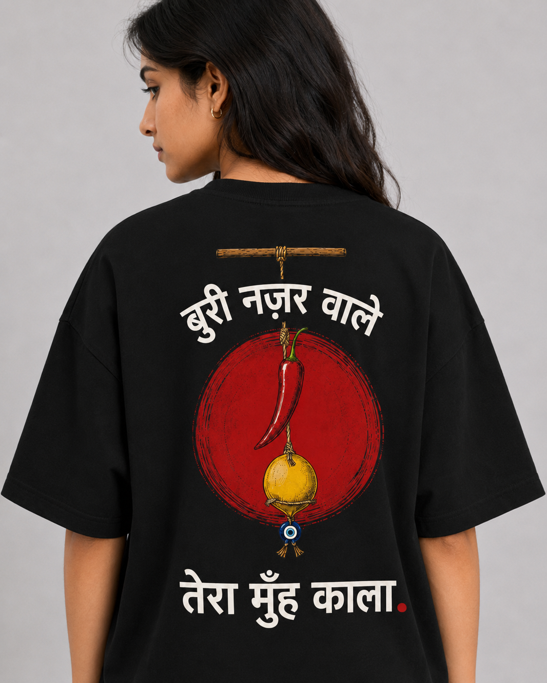 Mirchi Nazar Totka Oversized T-Shirt