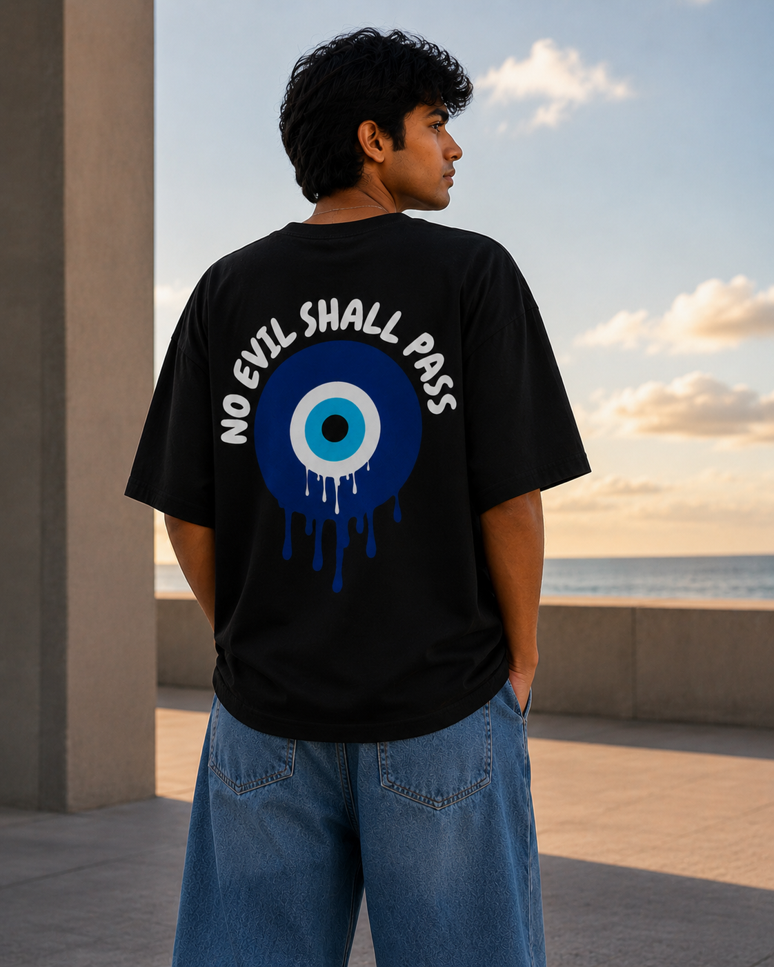 No Evil Eye Shall Pass Unisex Oversized Tee