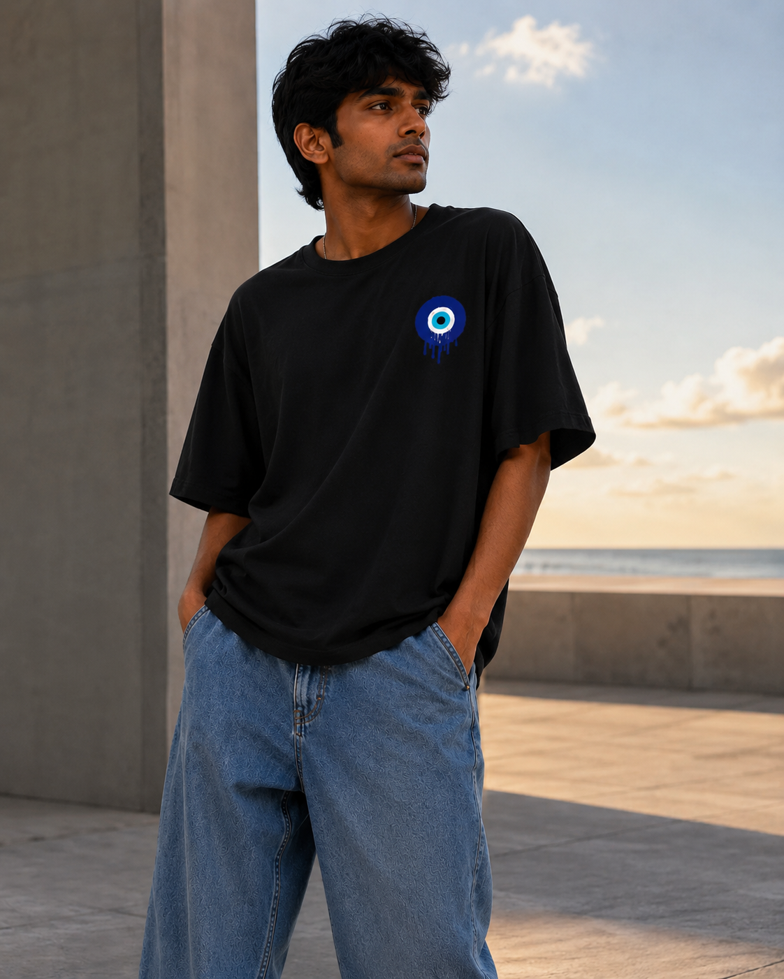 No Evil Eye Shall Pass Unisex Oversized Tee