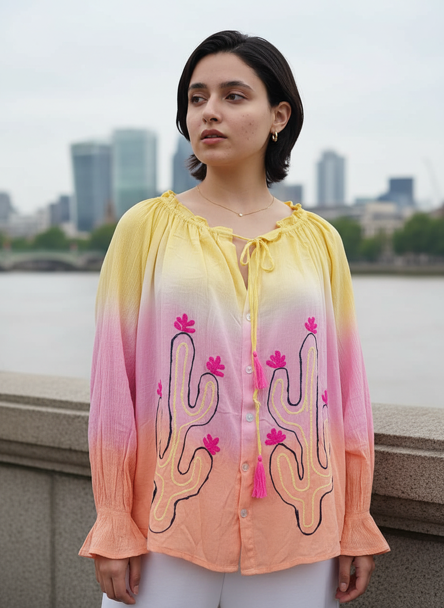 Oasis Fringe Tie-Dye Top
