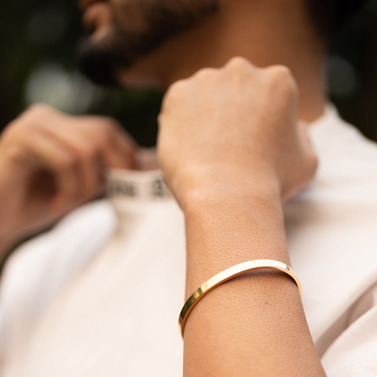 Gold Metal Cuff Bracelet for Men