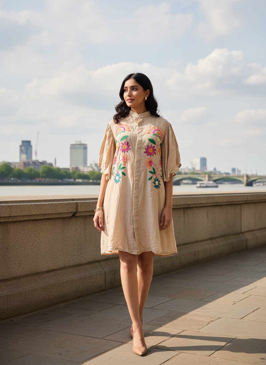 Prairie Breeze Hand-Embroidered Dress