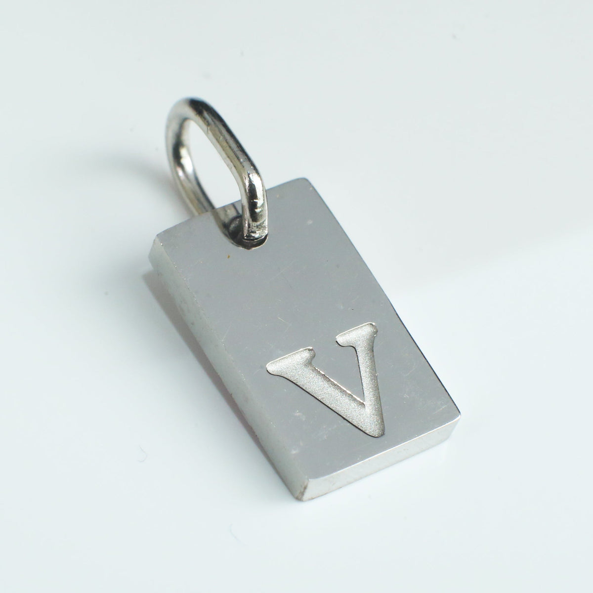 Dainty Alphabet Charm Silver - V