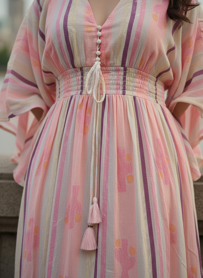 Watercolour Cacti Kaftan Maxi Dress