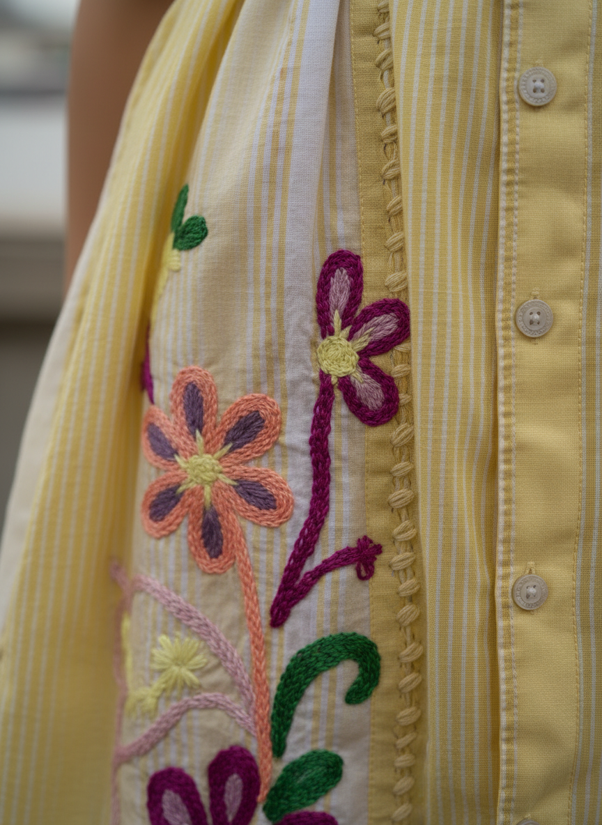 Wild Bloom Embroidered Shirt Dress