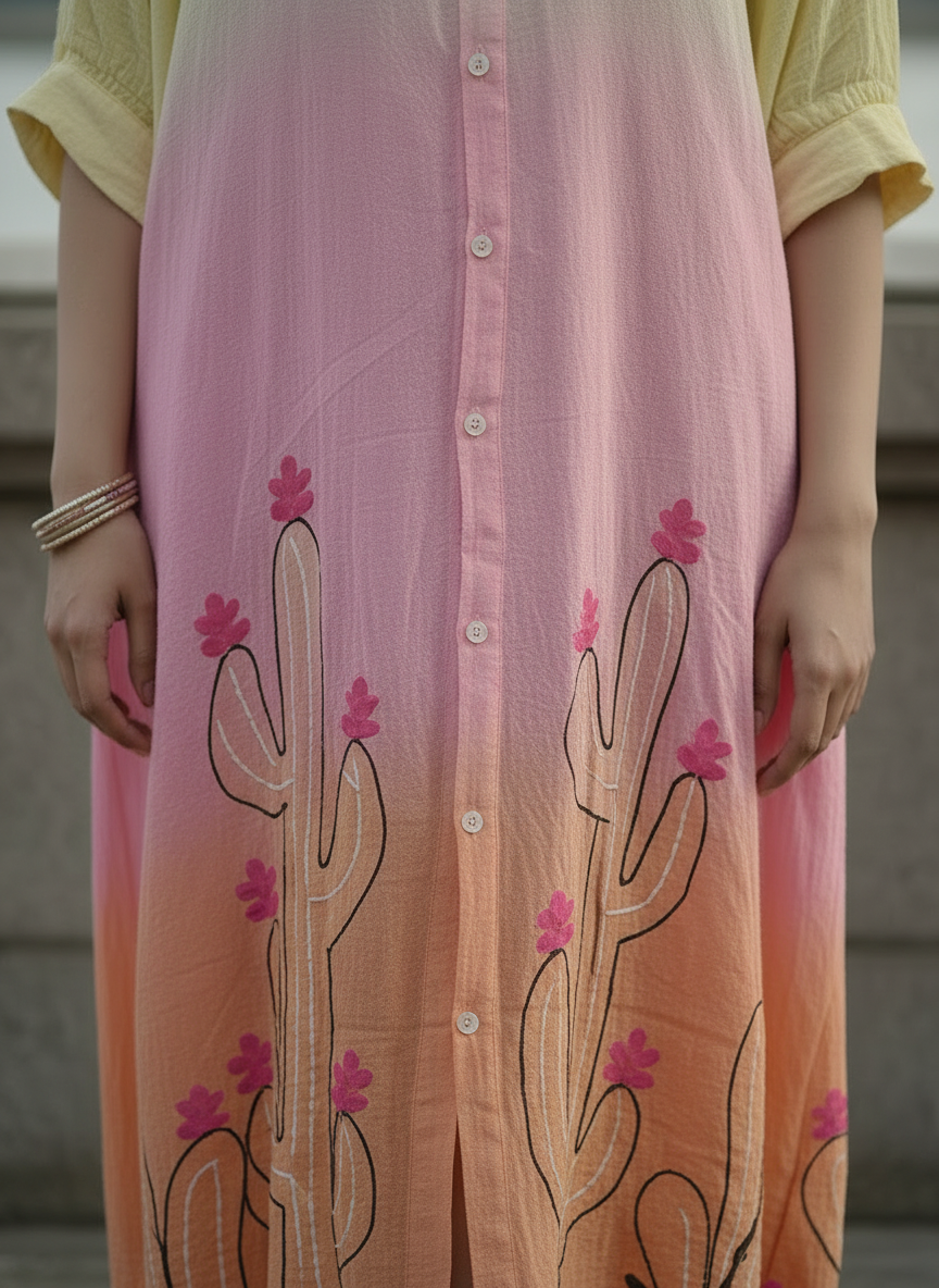 Sundown Bloom Hand-Embroidered Flow Dress