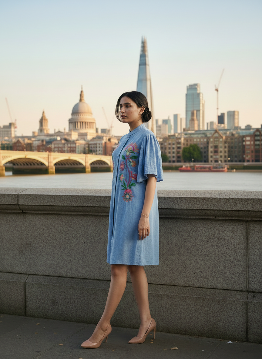 Prairie Breeze Hand-Embroidered Dress