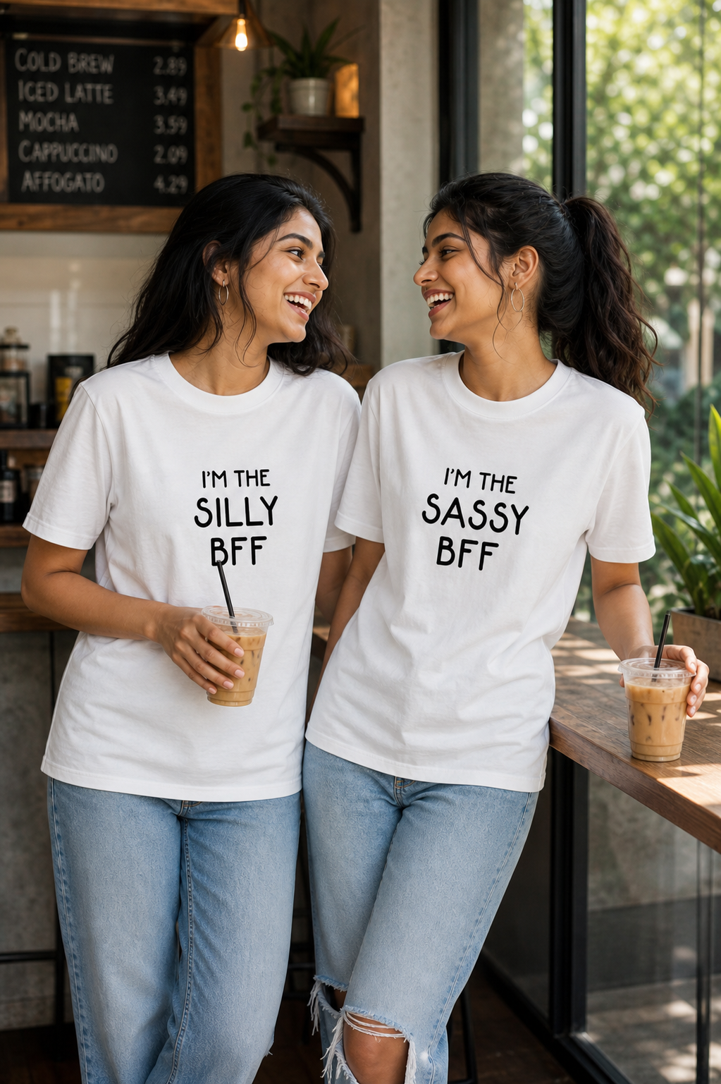 Sassy BFF / Silly BFF / Sarcastic BFF Unisex Matching T-Shirts – White White
