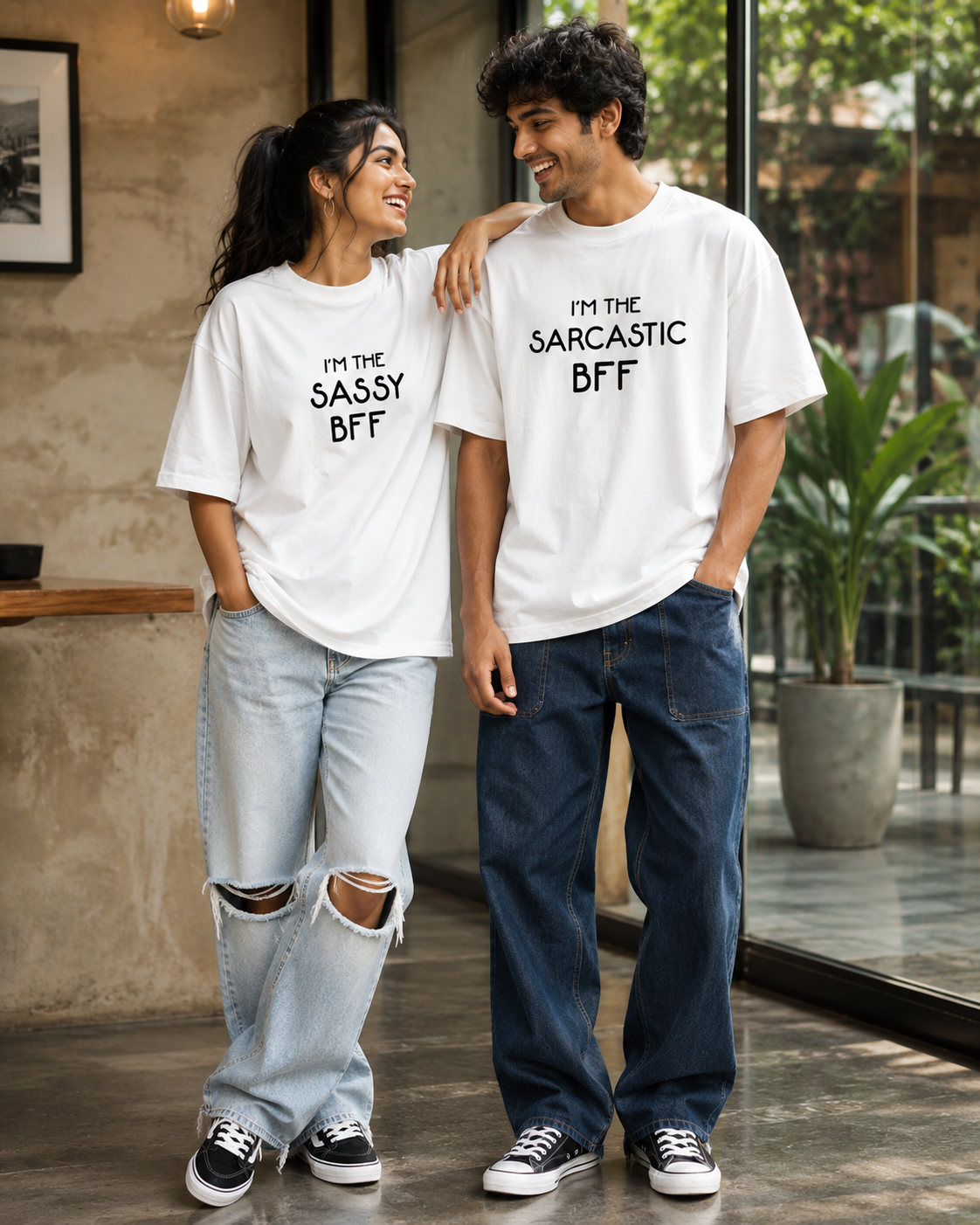 Sassy BFF / Silly BFF / Sarcastic BFF Unisex Matching T-Shirts – White (2)