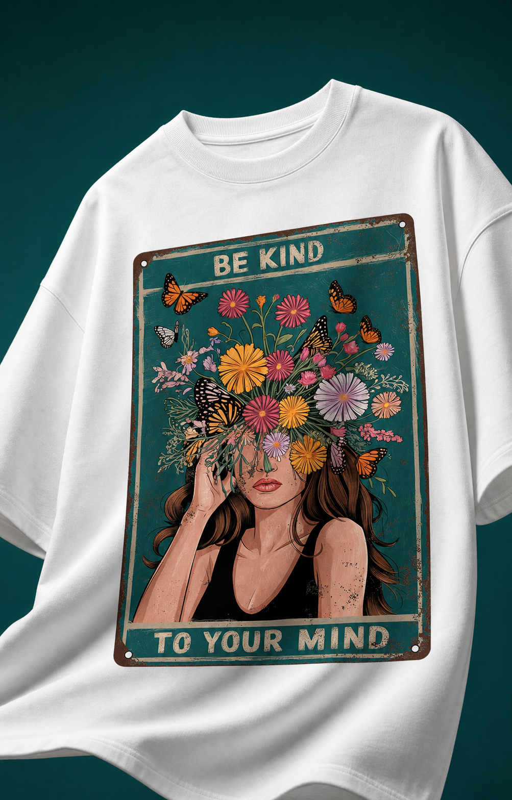 Be Kind To Your Mind Unisex Oversized Tee - front view