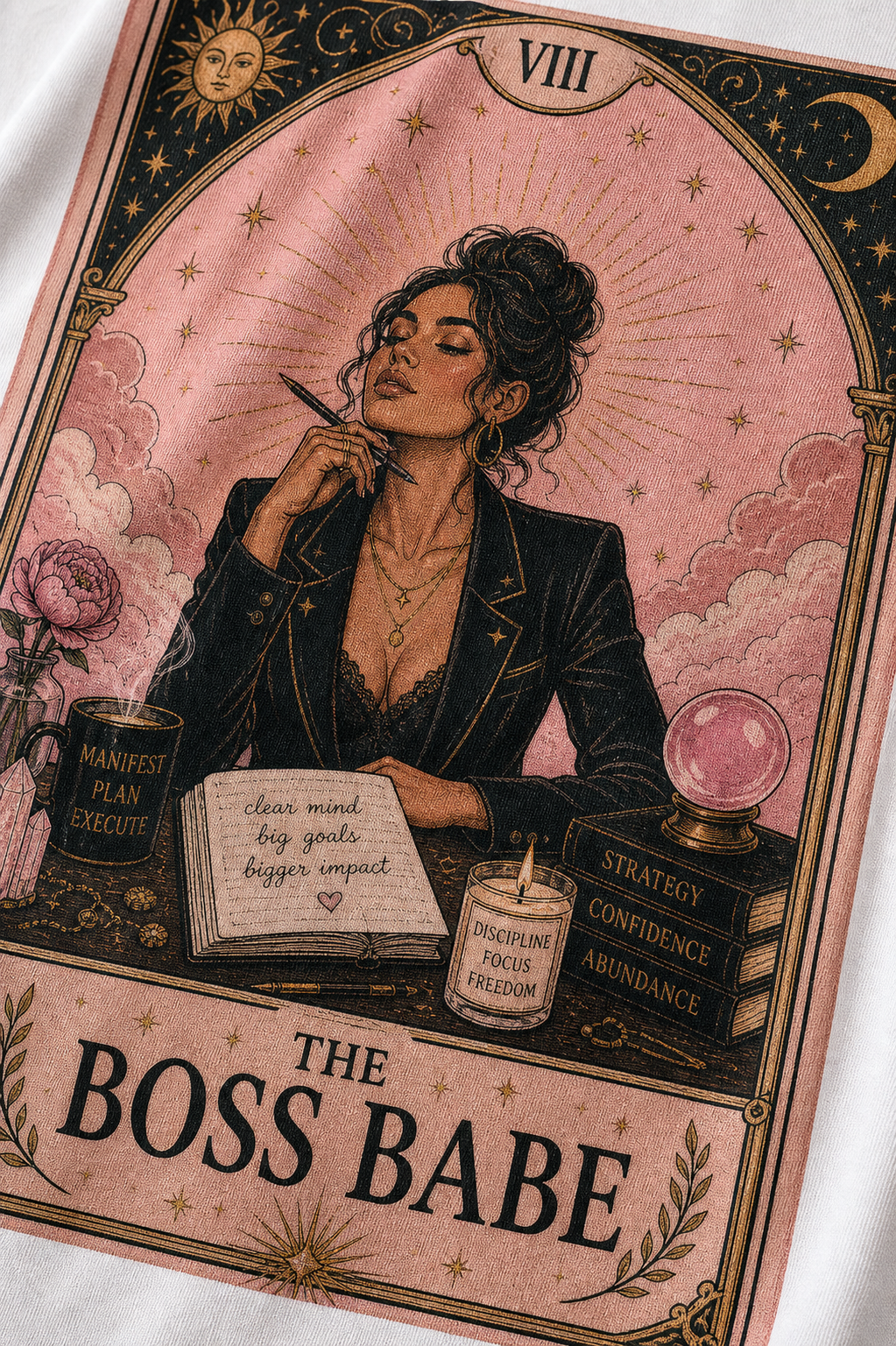 Boss Babe Unisex Oversized Tee - print close-up