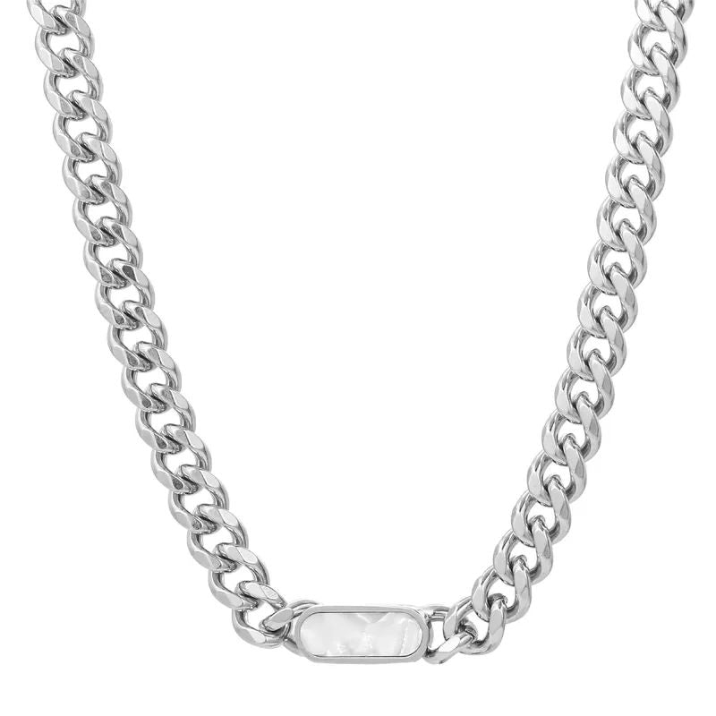 Silver Curb Chain with Stone for Men – photo 4