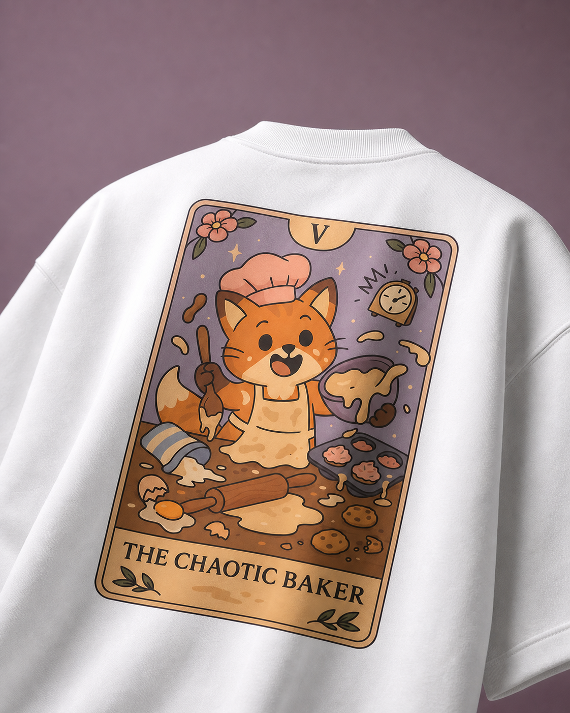 Chaotic Baker Unisex Oversized Tee in white - back