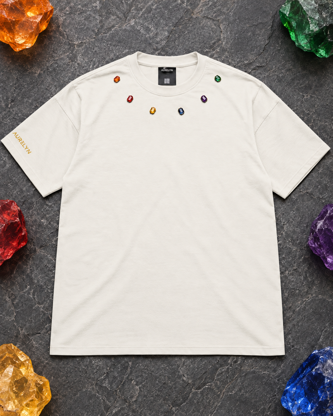 Cosmic Code Infinity Stones — Off White — Curved row — product view #Color_Off White#Stone design_Curved row