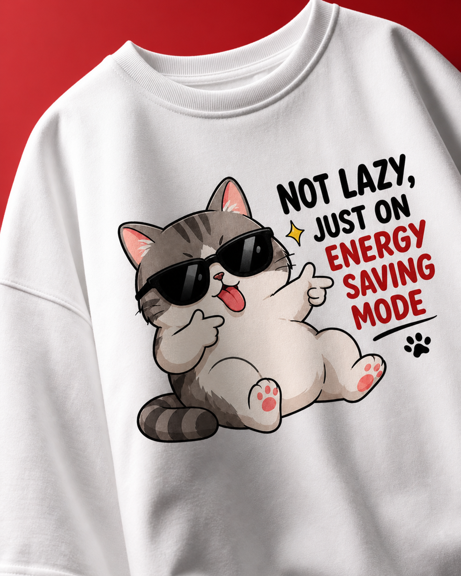 Energy Saving Mode Unisex Oversized Tee in white - front