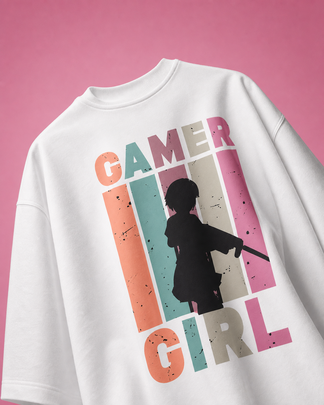 Gamer Girl Unisex Oversized Tee in white - front