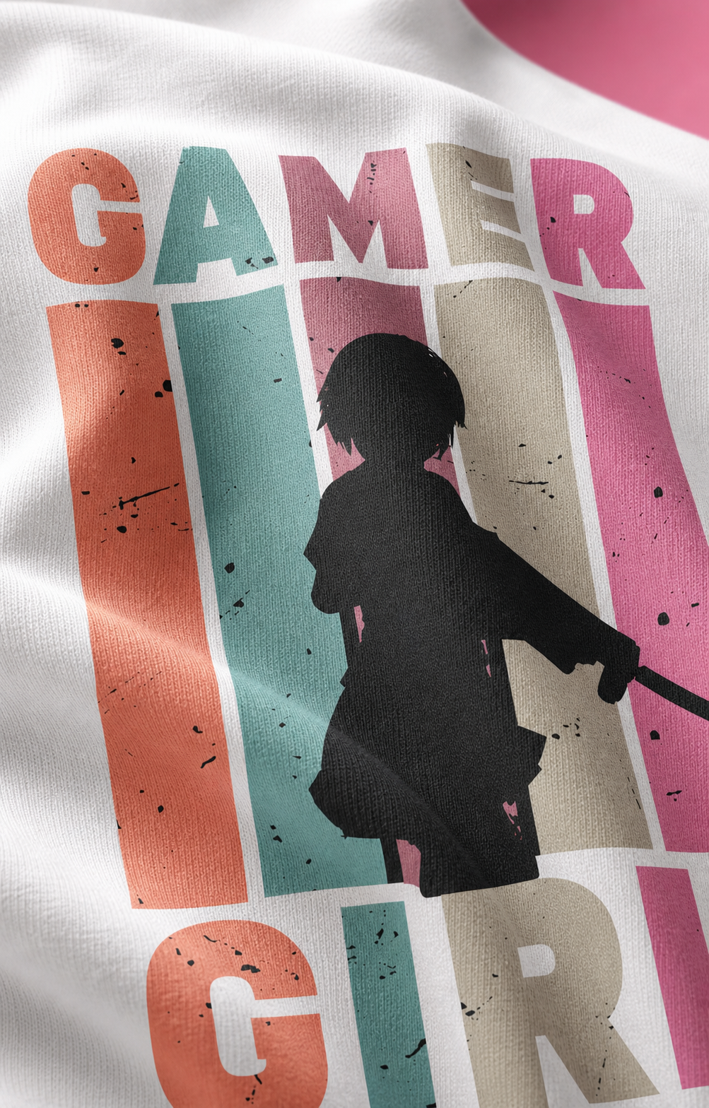 Gamer Girl Unisex Oversized Tee in white - closeup