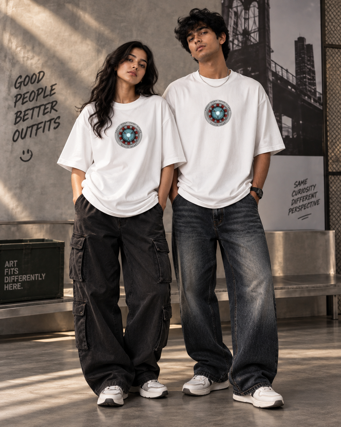 Heart of a Hero Arc Reactor — Off White — oversized styling #Color_Off White