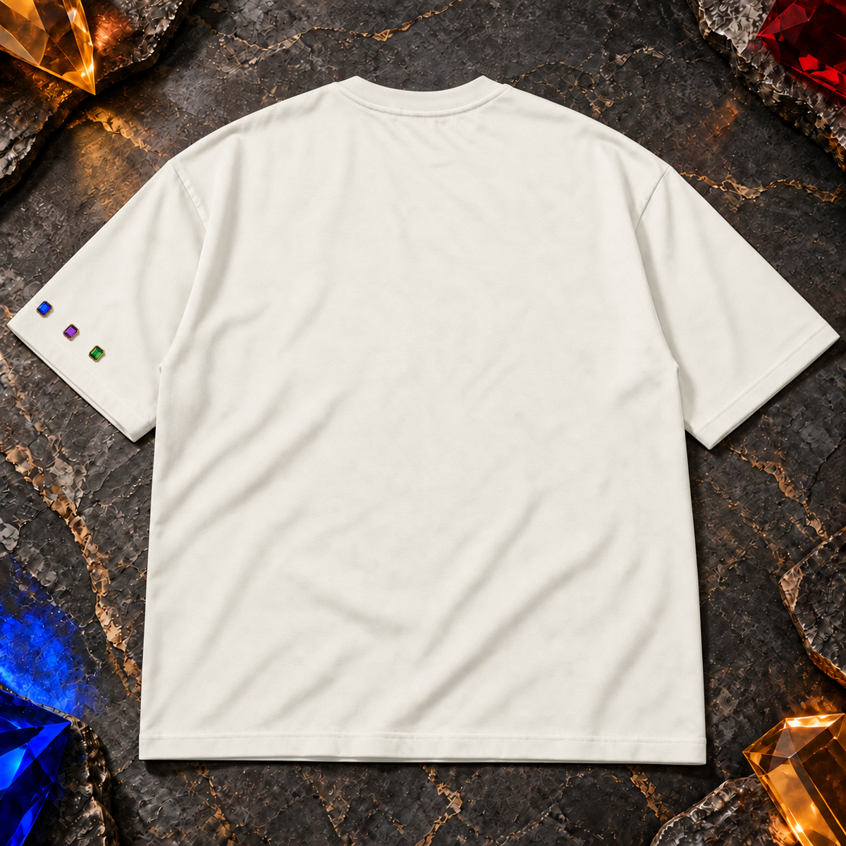 I Am Inevitable Sleeve Stones — Off White — Straight row — back view #Color_Off White#Stone design_Straight row